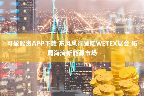 可盈配资APP下载 东风风行登陆WETEX展会 拓局海湾新能源市场