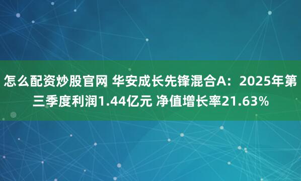 怎么配资炒股官网 华安成长先锋混合A：2025年第三季度利润1.44亿元 净值增长率21.63%